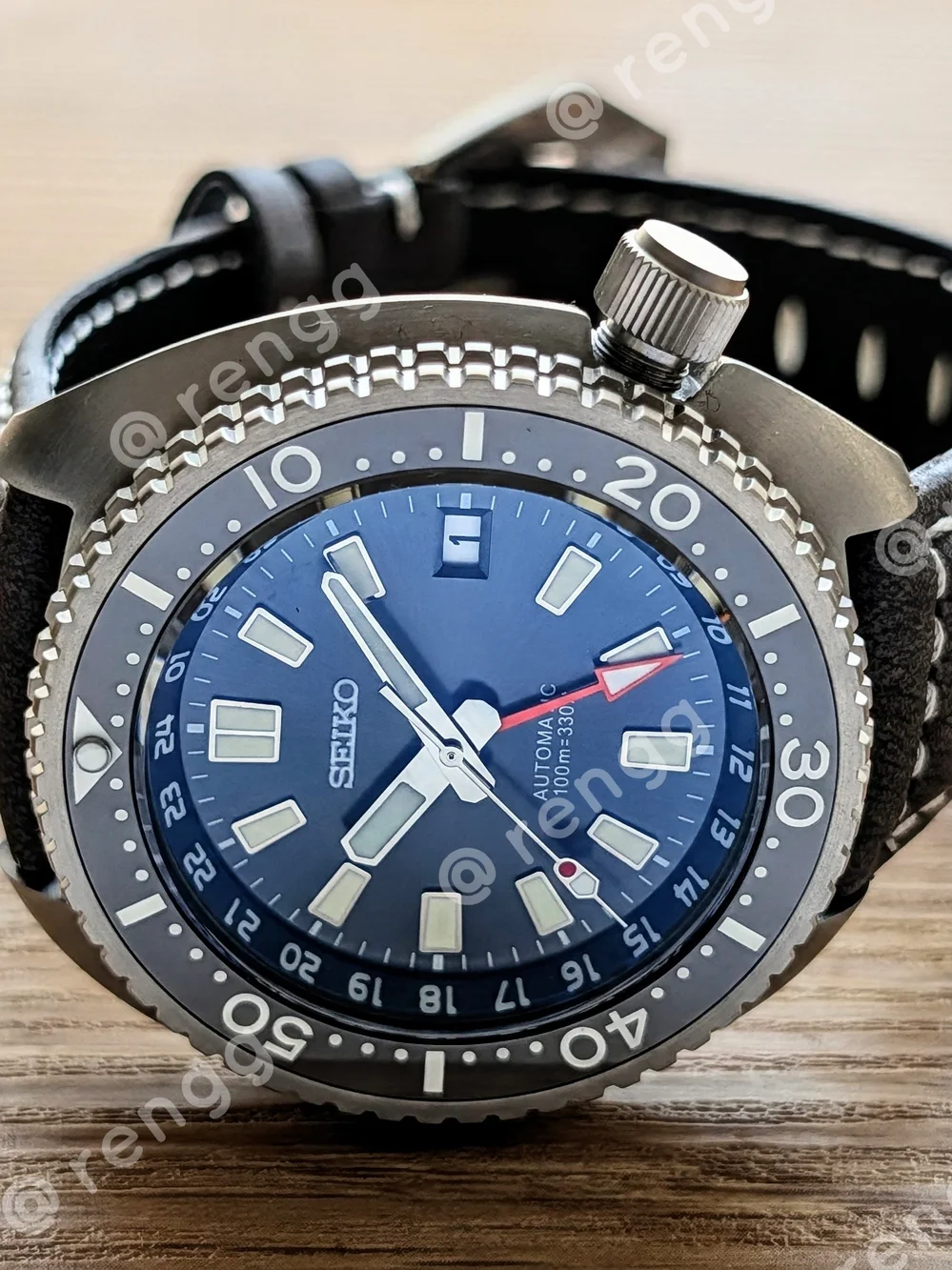 45mm Titanium Seiko GMT Turtle Diver Mod Automatic Watch Dark Gray Sapphire